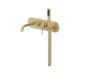 Brass Bathtub Faucet Wall Mounted Bathtub Showerhead Concealed Showerhead Set with 2 Functions <b>Brushed</b> Gold - Product Image 3