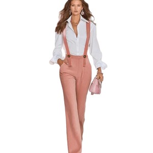Nouvelle collection Printemps 2026 : <span class=keywords><strong>Salopette</strong></span> élégante en velours côtelé uni pour <span class=keywords><strong>femme</strong></span>, coupe ample en polyester - Product Image 5
