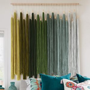 Boho <span class=keywords><strong>Macramé</strong></span> Tenture Murale Vert Bohème Décoration Murale <span class=keywords><strong>Macramé</strong></span> Perles Fil Fibre Art Tapisserie - Product Image 3