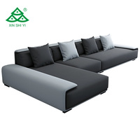 Shiyi Moderne Simple Canapé Inclinable En Forme De L Style Design Nordique Tissu En Cuir Synthétique Matériel pour La Maison Fabricants Villas