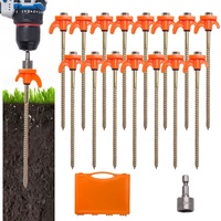15 piquets de tente à visser avec foret hexagonal et étui de transport, piquets de tente de marmotte d'extérieur, accessoires de camping de voyage