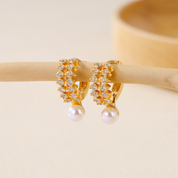 HYL Jewelry Sweet Multi-Style Pearl Design Pendientes de circón chapados en oro de 18K Joyas de oro al por mayor