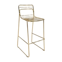 Tabouret de bar en fil de fer massif doré avec dossier pour café, restaurant, bar et lieux d'événements