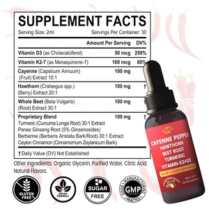 Suplemento Líquido de Pimienta de Cayena con Espino Blanco, Remolacha, Cúrcuma y Vitaminas K2+D3 de Marca Privada OEM para la Salud Inmunológica - Product Image 2
