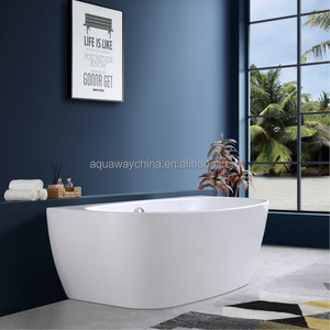 Bañera acrílica independiente de pared, fácil de instalar, de superficie sólida y lisa, para villas modernas de lujo, baños y hoteles. - Product Image 4