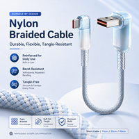 Cable de Carga Rápida USB-A a Tipo-C en Ángulo Recto, con Trenzado de Nailon, para Banco de Energía, Auto, Viajes, Laptop y Dispositivos Móviles (Venta al Por Mayor)