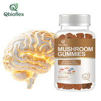Qbioflex OEM Pure Ashwaganda 10 en 1 Gummies aux champignons pour stimuler le cerveau, soutenir l'immunité, l'énergie, supplément de gummies aux champignons magiques