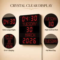Horloge murale LED pour la démence, horloge de soins pour personnes atteintes de troubles de la mémoire, affichage du calendrier, jour et date, pour les soins à domicile des personnes âgées