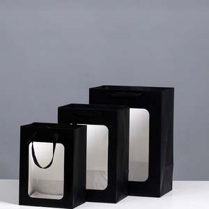 Sac cadeau en papier kraft brun à fenêtre, vente chaude, prix d'usine, différentes tailles, poignées laminées pour utilisation en supermarché - Product Image 5