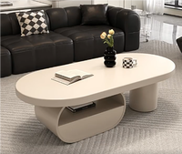 Table basse en roche frittée pour salon, idéale pour petit appartement, style luxe léger, moderne et simple, ovale