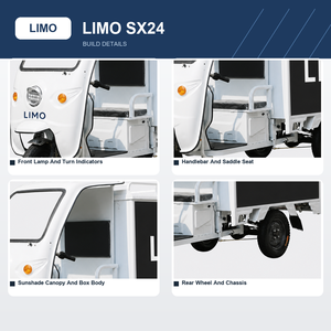 Triciclo Eléctrico de Reparto con Toldo, Triciclo Eléctrico Cerrado para Transporte de Carga, Vehículo Eléctrico de Logística de 3 Ruedas - Product Image 2