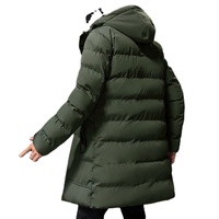 Manteau long chaud épais pour homme, coupe ajustée décontractée, parka à capuche pour homme, veste longue rembourrée en coton uni pour l'hiver