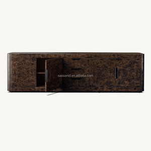 Sassanid Living Furniture Espresso Walnut Burl Bardot Burl Consola multimedia de 4 puertas con cajones - Product Image 3