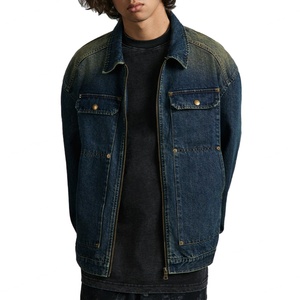 Veste Courte Vintage Personnalisée en Gros pour Hommes – Coton Lavé de Haute Qualité – Col Rabattu – Veste en Jean Bleue pour Hommes - Product Image 3