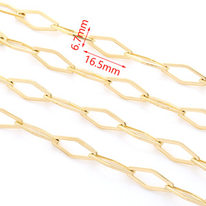 Cadena de acero inoxidable chapada en oro con marco hueco de diamantes para la fabricación de collares, componentes de joyería DIY H1618 - Product Image 2