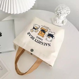 Nouveau sac fourre-tout en toile à motif de lettres tendance avec deux poignées, petite taille S, ouverture supérieure et sac à déjeuner portable - Product Image 3