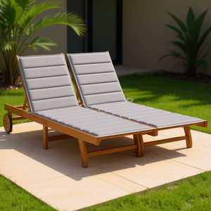 Tumbona Doble de Madera de Acacia Sólida para Patio con Cojines, Muebles de Exterior de Diseño Contemporáneo con Patas Cónicas - Product Image 2