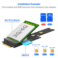 Adaptador M.2 Key-M a Mini PCI-e con Ranura para Tarjeta SIM (Estándar/Micro/Nano) para Expansión de Red en Laptops y PC, 10Gbps, Material PCB, en Stock