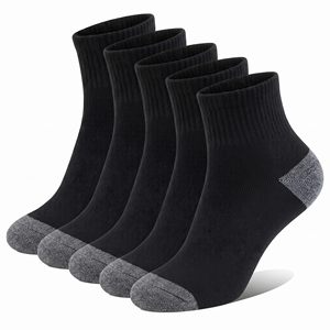 Men's <b>Black</b> <b>Ankle</b> <b>Socks</b> 5 Pack Knitted Low Cut Reinforced Heel Toe for Daily Wear - Product Image 1