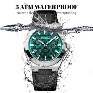 Reloj Besseron para Hombre con Esfera Personalizada Multicolor, Correa de Cuero, 5ATM, Reloj de Cuarzo de Acero Inoxidable 316L para Hombre - Product Image 3