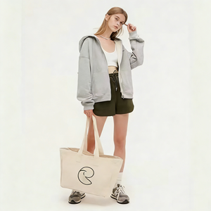 2025 logotipo personalizado tamaño mujeres reciclado reutilizable liso a granel gran algodón lona bolsa de compras de comestibles - Product Image 4