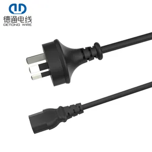 Kabel Listrik Ekstensi Standar Australia Plug Tiga Pin Terisolasi PVC Tembaga Telanjang