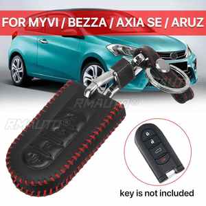Housse de protection pour clé de voiture en cuir PU avec porte-clés pour Perodua MYVI/BEZZA/AXIA SE/ARUZ - Product Image 1