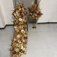C-616 Groothandel Bourgondië Bruine Tafeldecoraties Bruiloft Centerpieces Loper Kaas Gebrande Oranje Bloemen Loper