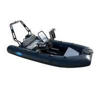 Hedia Dinghy 13ft Full Black Bateau Gonflable de Pêche de Haute Qualité avec Coque en Aluminium et Matériel en PVC