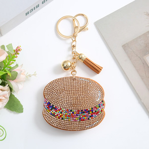New Tassel Keychain Macaron Dessert Metal Bag Pendant Rhinestone Key Chain