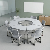Ensemble de bureau et chaise scolaire modulaire collaboratif de haute qualité, réglable en hauteur, trapézoïdal, ergonomique, pour salle de classe STEM, KD