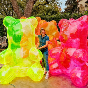 Oso Inflable Navideño para Exteriores <span class=keywords><strong>en</strong></span> Oferta, Adorable Muñeco Decorativo de Goma, Oso de Peluche Transparente de PVC - Product Image 3