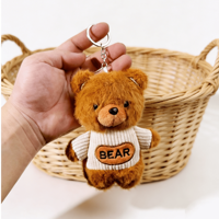 Charme de sac en peluche ours en peluche doux et moelleux, porte-clés en peluche, mini jouet en peluche, porte-clés, pendentif pour sac à dos, sac à main, cadeau pour femme