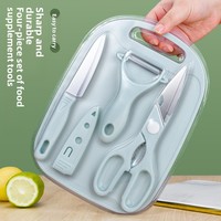 Couteau à fruits multifonctionnel et éplucheur en acier inoxydable, ensemble de trois pièces avec manches en plastique, outil de poche portable Yangjiang Keep Dry Dorms