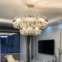 Lustre moderne élégant en or avec LED et cristaux K9, hauteur réglable, grand luminaire suspendu de luxe pour salon et escalier