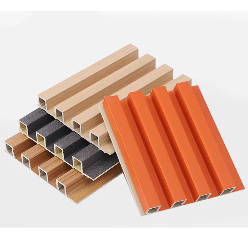Interior Plastic Wooden Composite Covering Board Wainscoting Vinyl Timber Decorative 3d Fluted Cladding Pvc Wpc Wall Panel