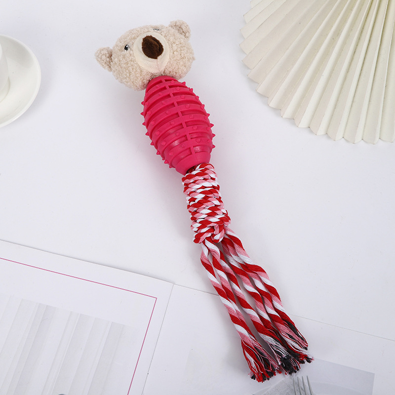 Ours en corde de coton rouge