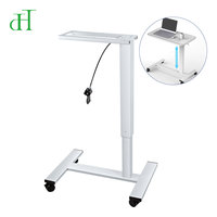 Table d'appoint mobile pneumatique moderne en fer, polyvalente, pour bureau à domicile, salon, hôtel, hôpital, école - Cadre à colonne unique réglable en hauteur