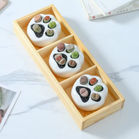 Ensemble de mini pots de fleurs en céramique décoratifs pour la maison avec support en bambou petite jardinière succulente pour étagère de type conception de sol de jardin