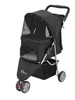 Promotion Chariot de transport pour animaux de compagnie pliable et réglable à 3 roues, en tissu Oxford vert, avec structure parapluie, portable, capacité 15 kg