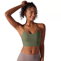 Soutien-gorge de sport Raxnode pour femme, lot de 3, dos en Y, respirant, fines bretelles spaghetti, en Spandex/Nylon, pour yoga, avec coussinets amovibles, maintien léger