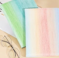 Carnet à spirales avec couverture en cuir A5, logo personnalisé et design dégradé arc-en-ciel, 96 feuilles, cadeau pour les étudiants