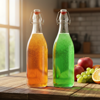 Bouteilles en verre transparentes de qualité supérieure de 250 ml, 500 ml, 750 ml, 1000 ml avec bouchon à bascule pour la fabrication de boissons à domicile, la vinification, la vente en gros aux usines