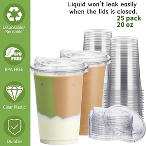แก้วพลาสติก PET ใสแบบใช้แล้วทิ้ง ขนาด 8oz 10oz 12oz 16oz 20oz 24oz สำหรับกาแฟเย็น สมูทตี้ พิมพ์โลโก้ได้ตามต้องการ สำหรับซื้อกลับบ้าน - Product Image 2