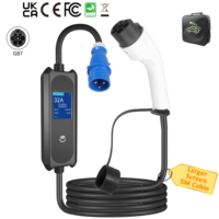 Pistolet de recharge pour véhicules électriques GB/T 32A 7KW avec prise CEE, écran LCD portable, courant réglable, chargeur EV sécurisé