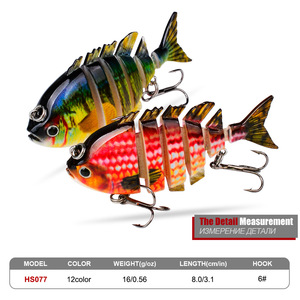 Mồi câu cá giả 6 khúc, 8cm 16g, chất liệu nhựa cứng, hiệu quả câu cá vược miệng rộng và các loại cá khác - Product Image 5