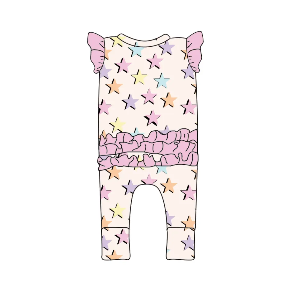 Liangzhe NEW ODM Baby toddler costume Stars Ruffled sleeping Short Jumpsuit Baby pajamas