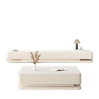 Meuble TV moderne en bois durable, léger et luxueux, avec table basse assortie, blanc ardoise, pour salon