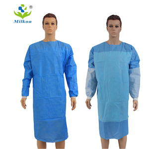 Blouse d'isolement jetable en PP bleu foncé, imperméable, anti-éclaboussures, médicale, de protection, 40 g/m², pour hôpital - Product Image 1