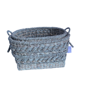 Juego de Cestas de Almacenamiento de Jacinto Hechas a Mano en Varios Tamaños, Cestas Tejidas Rústicas Estilo Granja para Exhibición en Tiendas y Empaque de Regalos - Product Image 3